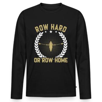 Ruderer Row Hard - Männer Premium Bio Langarmshirt - Schwarz - Vorne - Nico (187cm)