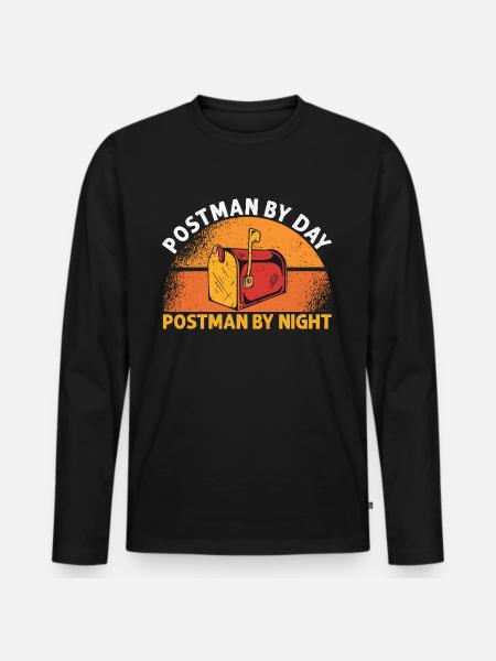 Postman By Day - Men's Premium Organic Long Sleeve Shirt - black