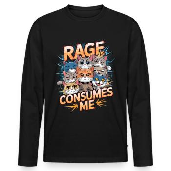 Rage Consumes Me Cat - Männer Premium Bio Langarmshirt - Schwarz - Vorne - Nico (187cm)