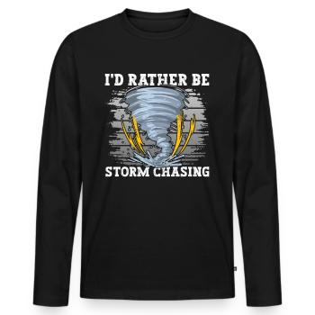 Tornado Sturm Jäger - Männer Premium Bio Langarmshirt - Schwarz - Vorne - Nico (187cm)