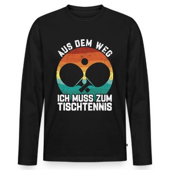 Tennis de table à l’écart - T-shirt manches longues Premium bio Homme - noir - Devant - Nico (187cm)