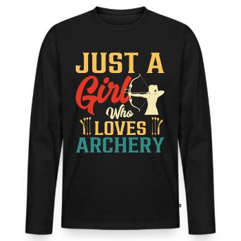 Just A Girl Who Loves Archery - Men's Premium Organic Long Sleeve Shirt - black - Front - Nico (187cm)