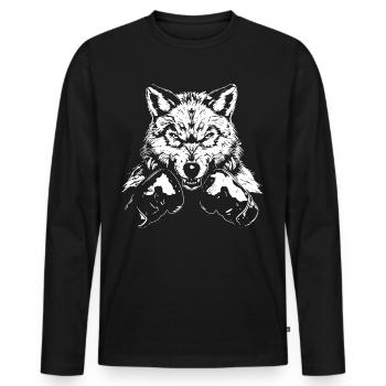 Wolf Boxen Kämpfer MMA - Männer Premium Bio Langarmshirt - Schwarz - Vorne - Nico (187cm)