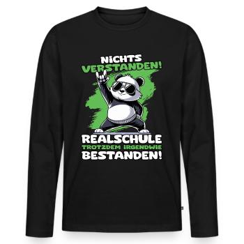 Nichts verstanden Realschule trotzdem bestanden - Männer Premium Bio Langarmshirt - Schwarz - Vorne - Nico (187cm)