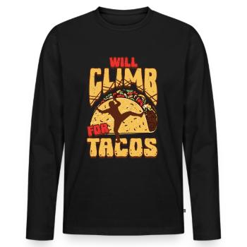 Un grimpeur industriel grimpera pour les tacos - T-shirt manches longues Premium bio Homme - noir - Devant - Nico (187cm)