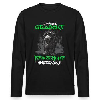 Zuhause gezockt Realschule gerockt Schulabschluss - Männer Premium Bio Langarmshirt - Schwarz - Vorne - Nico (187cm)