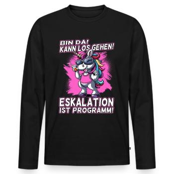 Bin da kann los gehen Eskalation ist Programm Bier - Männer Premium Bio Langarmshirt - Schwarz - Vorne - Nico (187cm)