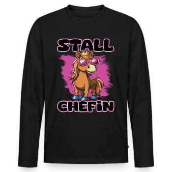 Stallchefin | Pferdemädchen | Führungskraft Reiter - Männer Premium Bio Langarmshirt - Schwarz - Vorne - Nico (187cm)