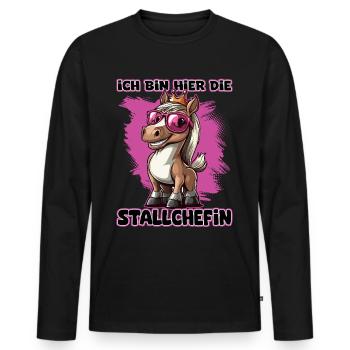 Ich bin hier die Stallchefin Pferdemädchen Reiter - Männer Premium Bio Langarmshirt - Schwarz - Vorne - Nico (187cm)