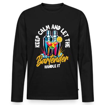Barkeeper Keep Calm And Let The Bartender Handle - Men's Premium Organic Long Sleeve Shirt - black - Front - Nico (187cm)