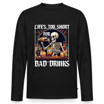 Bartender Barman Life's Too Short For bad Drinks - Men's Premium Organic Long Sleeve Shirt - black - Front - Nico (187cm)