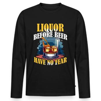 Bartender Liqour Before Beer Have No Fear - Men's Premium Organic Long Sleeve Shirt - black - Front - Nico (187cm)