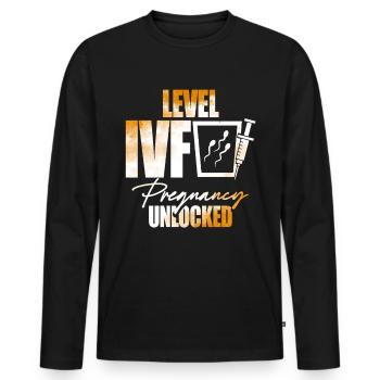 Infertility Level IVF Pregnancy Unlocked - Men's Premium Organic Long Sleeve Shirt - black - Front - Nico (187cm)