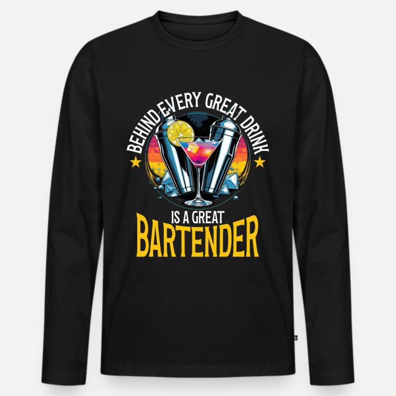 Barkeeper Great Bartender - Männer Premium Bio Langarmshirt - Schwarz