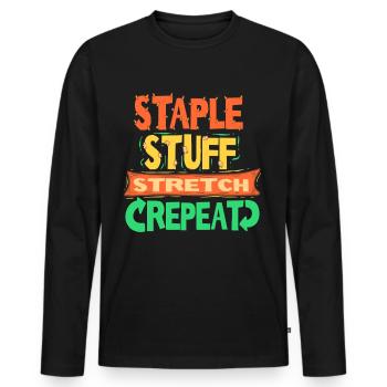 Polsterer Polsterin Staple Stuff Strech Repeat - Männer Premium Bio Langarmshirt - Schwarz - Vorne - Nico (187cm)