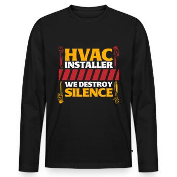 Klimatechniker We Destroy Silence - Männer Premium Bio Langarmshirt - Schwarz - Vorne - Nico (187cm)
