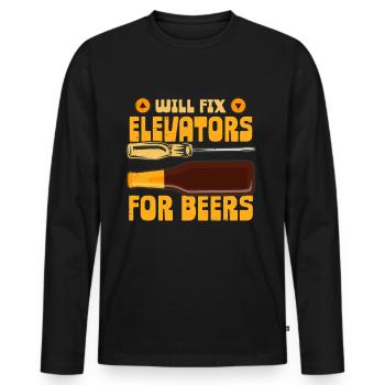 Elevator Mechanic Will Fix Elevators For Beers - Men's Premium Organic Long Sleeve Shirt - black - Front - Nico (187cm)