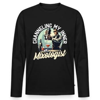 Bartender Barman Bartending Mixologist - Men's Premium Organic Long Sleeve Shirt - black - Front - Nico (187cm)