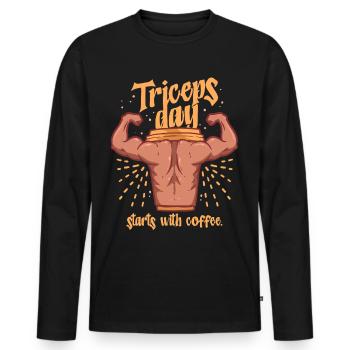 Trizeps Workout La journée des triceps commence par un café - T-shirt manches longues Premium bio Homme - noir - Devant - Nico (187cm)