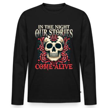 Romance sombre dans la nuit Nos histoires prennent vie - T-shirt manches longues Premium bio Homme - noir - Devant - Nico (187cm)