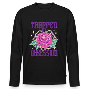 Dark Romance Trapped In Obsession - Men's Premium Organic Long Sleeve Shirt - black - Front - Nico (187cm)