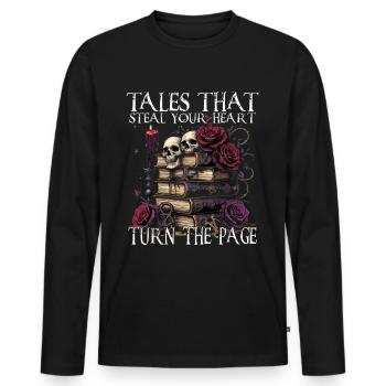 De sombres histoires d’amour qui volent votre cœur - T-shirt manches longues Premium bio Homme - noir - Devant - Nico (187cm)