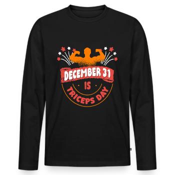 Trizeps Workout Fitness Le 31 décembre est la journée des triceps - T-shirt manches longues Premium bio Homme - noir - Devant - Nico (187cm)