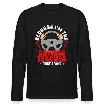 Instructeur de conduite Instructeur d’auto-école - T-shirt manches longues Premium bio Homme - noir - Devant - Nico (187cm)