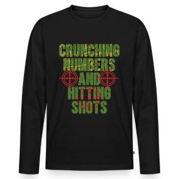 Long Range Shooting Crunching Numbers - Men's Premium Organic Long Sleeve Shirt - black - Front - Nico (187cm)