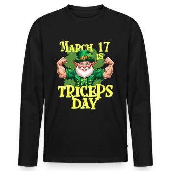 Trizeps Workout Fitness Le 17 mars est la journée des triceps - T-shirt manches longues Premium bio Homme - noir - Devant - Nico (187cm)