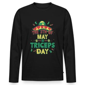 Entraînement Trizeps Le 5 mai est le jour des triceps - T-shirt manches longues Premium bio Homme - noir - Devant - Nico (187cm)