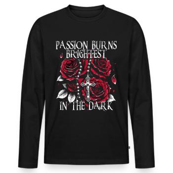 Dark Romance Passion Burns Birghtest In The Dark - Men's Premium Organic Long Sleeve Shirt - black - Front - Nico (187cm)