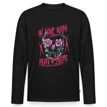 Dark Romance In Love With Plots & Twists - Männer Premium Bio Langarmshirt - Schwarz - Vorne - Nico (187cm)