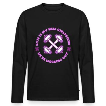 Triceps Workout Fitness Gym est ma nouvelle petite amie - T-shirt manches longues Premium bio Homme - noir - Devant - Nico (187cm)