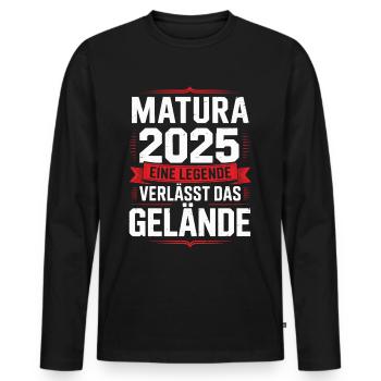 Matura 2025 Eine Legende verlässt das Gelände - Männer Premium Bio Langarmshirt - Schwarz - Vorne - Nico (187cm)
