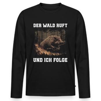 The forest calls hunters - Men's Premium Organic Long Sleeve Shirt - black - Front - Nico (187cm)