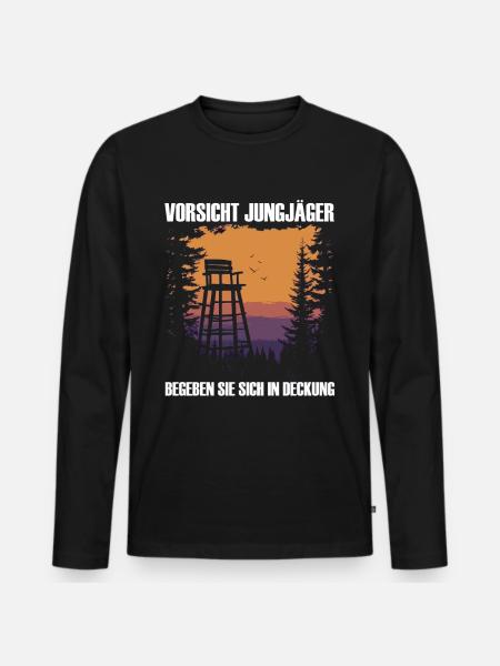 Beware of young hunters - Men's Premium Organic Long Sleeve Shirt - black
