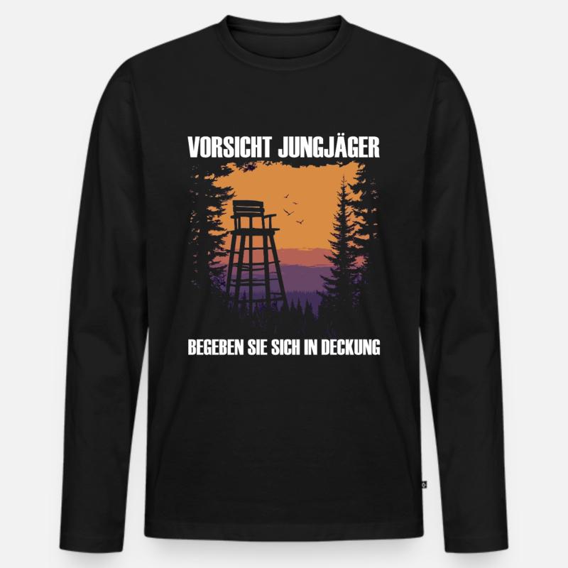 Beware of young hunters - Men's Premium Organic Long Sleeve Shirt - black