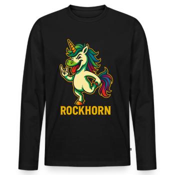 Rockhorn Einhorn Spruch Design - Männer Premium Bio Langarmshirt - Schwarz - Vorne - Nico (187cm)