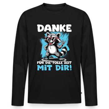 Danke für die tolle Zeit mit dir Waschbär Kollege - Männer Premium Bio Langarmshirt - Schwarz - Vorne - Nico (187cm)