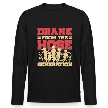Buvé de la génération des tuyaux - T-shirt manches longues Premium bio Homme - noir - Devant - Nico (187cm)