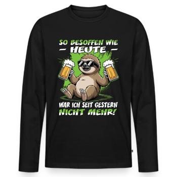 So besoffen wie heute Faultier | Sloth | Bier - Männer Premium Bio Langarmshirt - Schwarz - Vorne - Nico (187cm)
