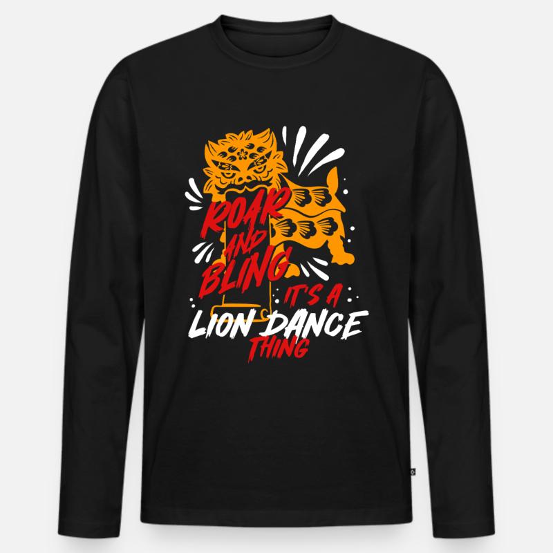 Löwentanz - Männer Premium Bio Langarmshirt - Schwarz