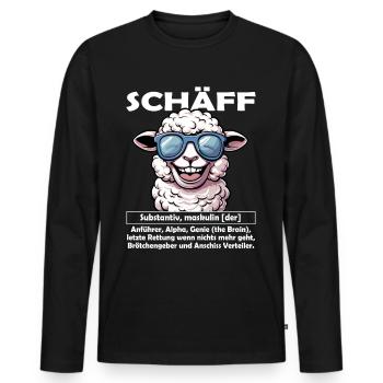 Schäff | Chef | Teamleiter| Abteilungsleiter - Männer Premium Bio Langarmshirt - Schwarz - Vorne - Nico (187cm)