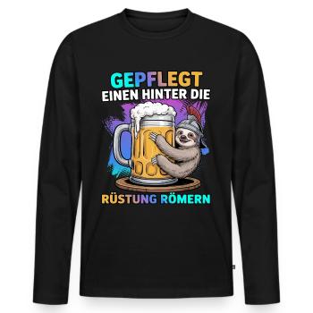 Gepflegt einen hinter die Rüstung römern Faultier - Männer Premium Bio Langarmshirt - Schwarz - Vorne - Nico (187cm)