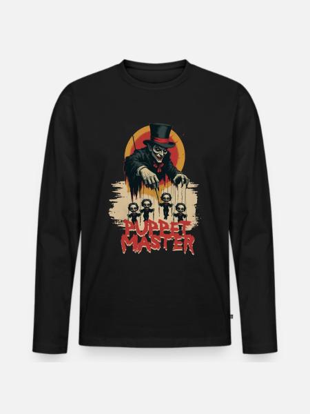 Puppenspieler Bauchredner Puppet Master - Männer Premium Bio Langarmshirt - Schwarz