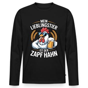 Mein Lieblingstier ist der Zapf Hahn | Bier - Männer Premium Bio Langarmshirt - Schwarz - Vorne - Nico (187cm)