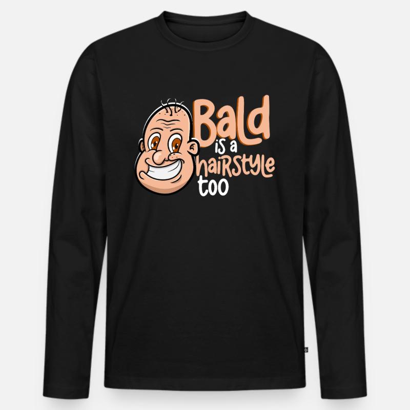 Glatze Haarausfall Glatzkopf - Männer Premium Bio Langarmshirt - Schwarz