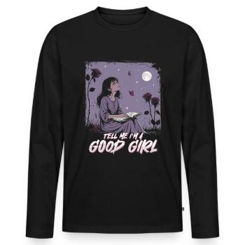 Romance sombre Booktok Dis-moi que je suis une bonne fille - T-shirt manches longues Premium bio Homme - noir - Devant - Nico (187cm)