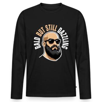 Glatze Glatzkopf chauve mais toujours éblouissant - T-shirt manches longues Premium bio Homme - noir - Devant - Nico (187cm)